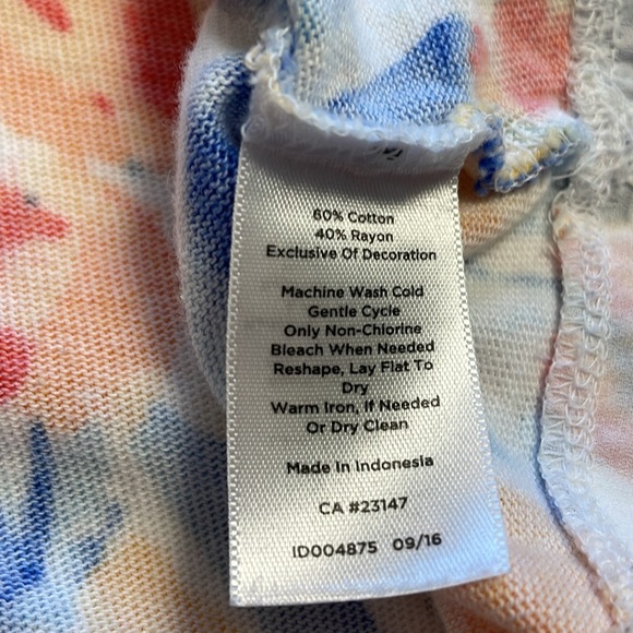 Talbots Tulip Floral Watercolor Artsy 3/4 Sleeve Lightweight Sweater Boatneck M - Picture 8 of 12